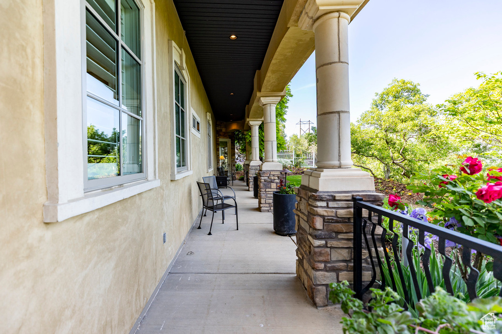 View of covered porch