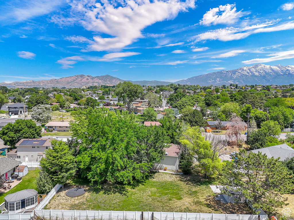View of mountain background with nearby suburban area