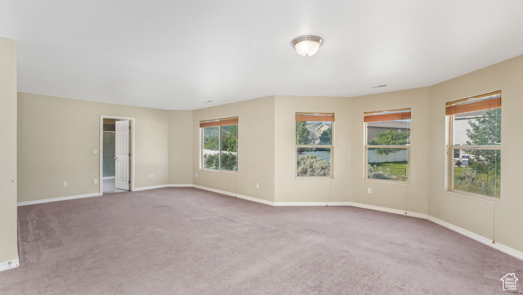 Empty room featuring carpet, plenty of natural light, and baseboards