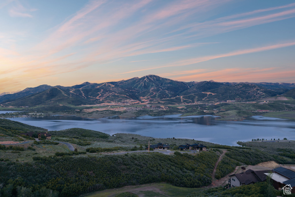 View of mountain background with a nearby body of water