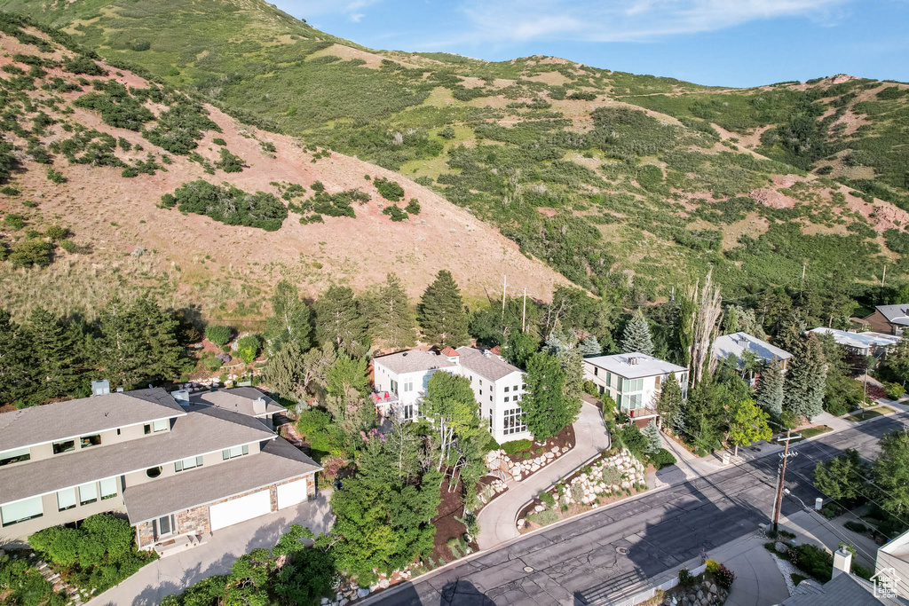 Aerial view of a mountainous background
