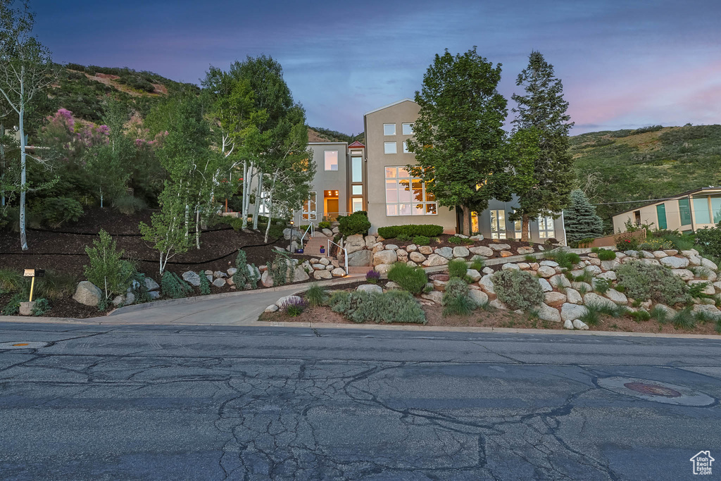 View of front of home featuring stucco siding