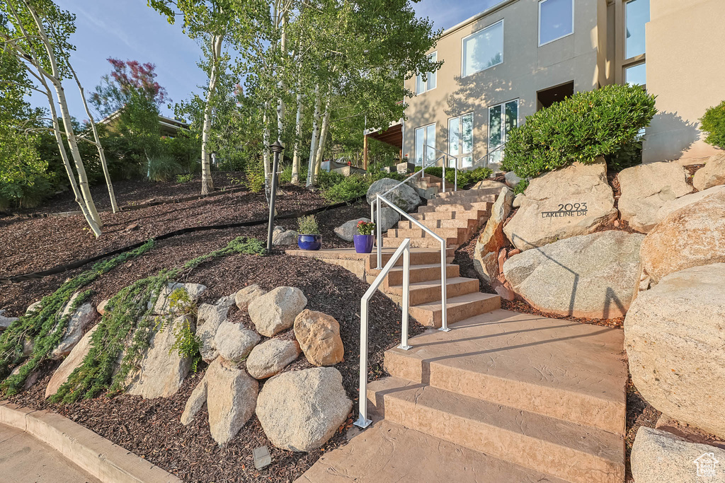 View of yard with stairway