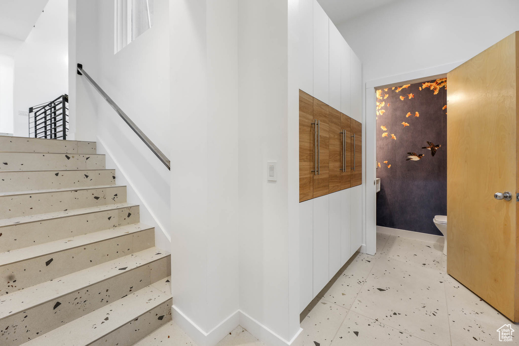 Stairs with baseboards