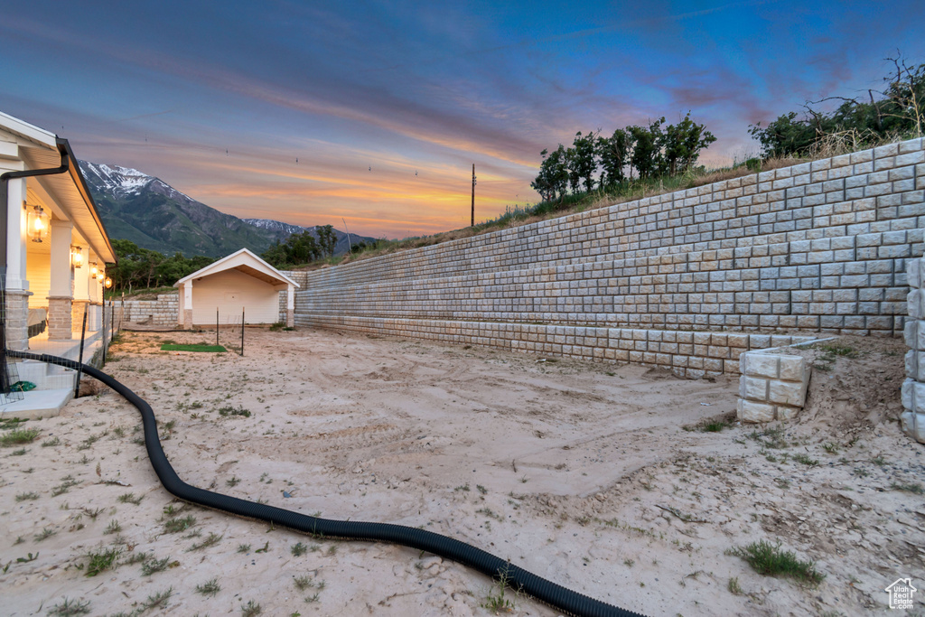 View of yard with a mountain view