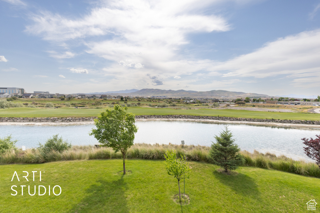 Water view featuring mountains