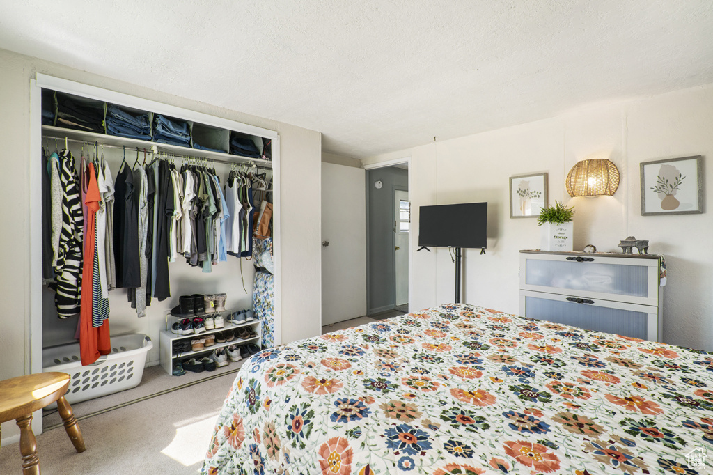 Bedroom featuring a closet and carpet flooring