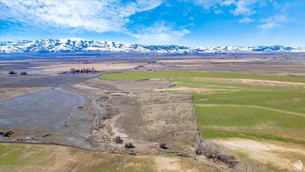 Drone / aerial view of a mountainous background