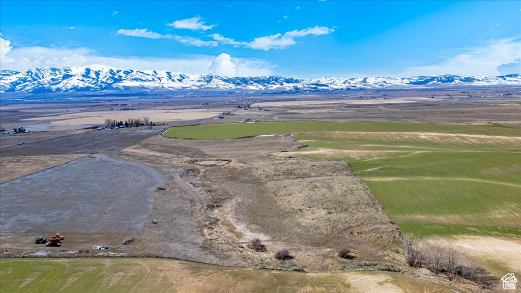 Bird\'s eye view of a mountain backdrop