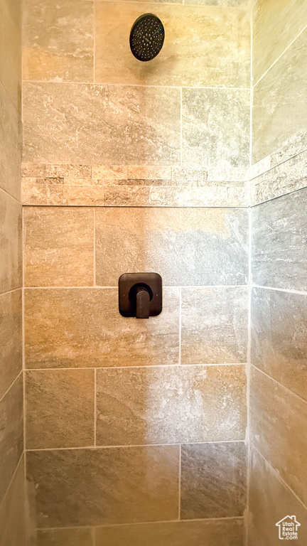 Bathroom view of tiled shower