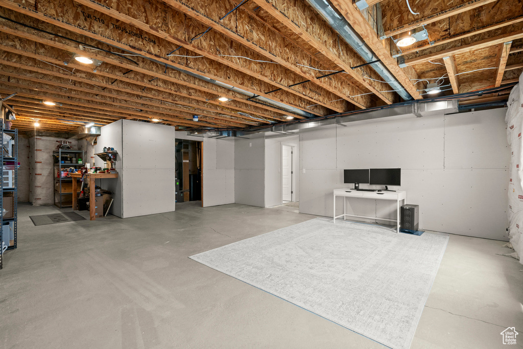 View of unfinished basement