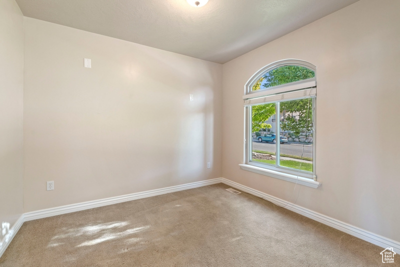 Carpeted empty room with baseboards