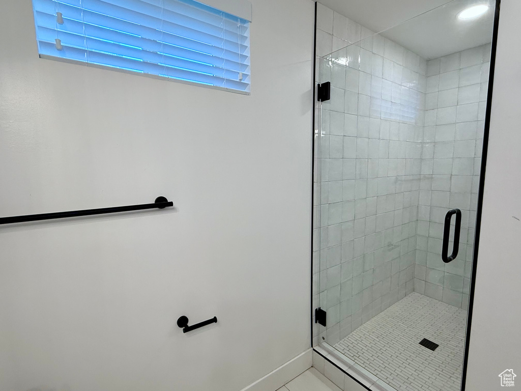 Bathroom with a stall shower