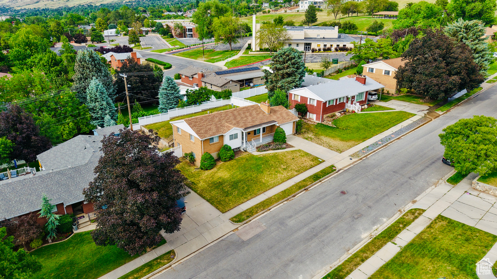 Aerial perspective of suburban area