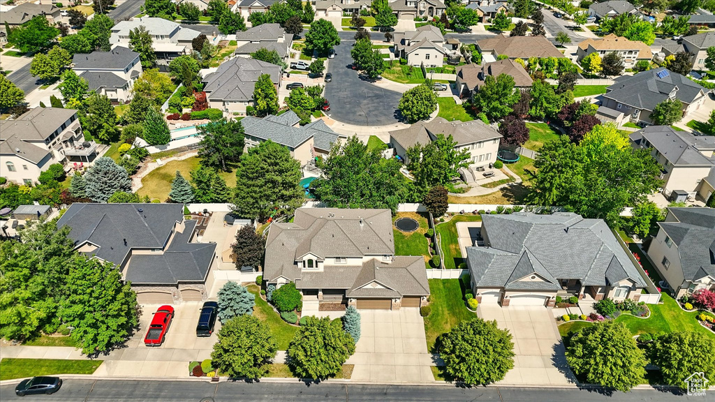 Aerial perspective of suburban area
