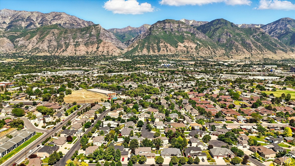 View of mountain backdrop with nearby suburban area