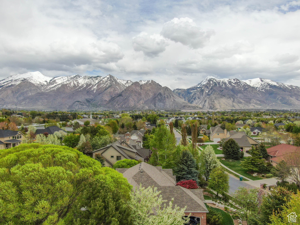 View of mountain background with nearby suburban area
