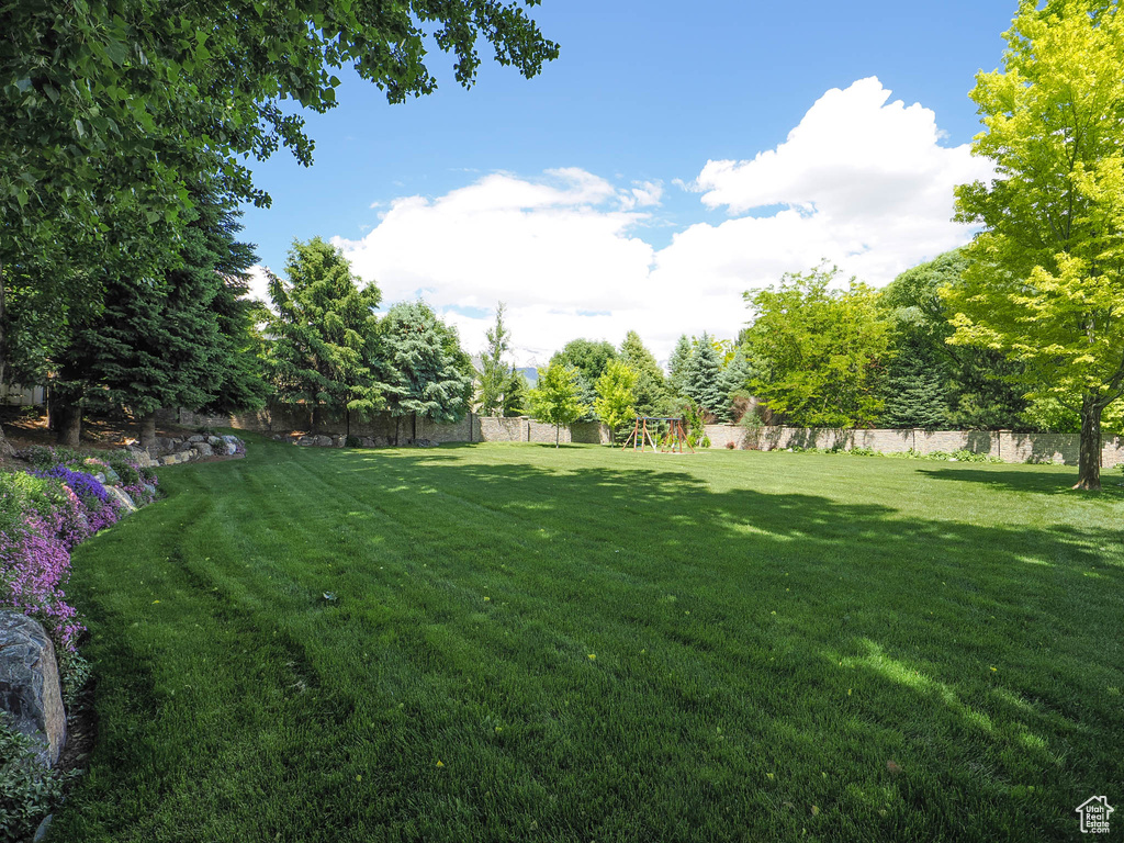View of yard featuring a playground