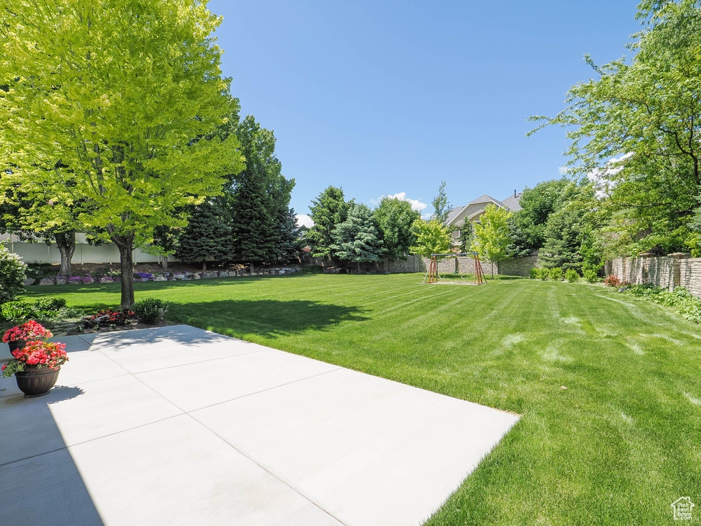 View of yard featuring a patio area