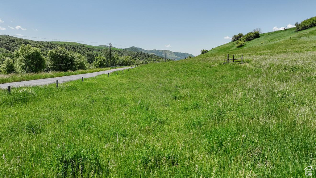 View of yard featuring a view of rural / pastoral area and a mountain view