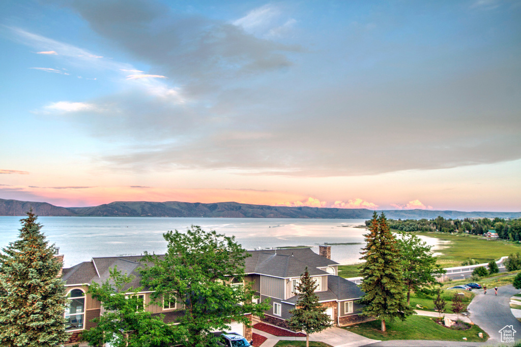 Water view with a mountainous background