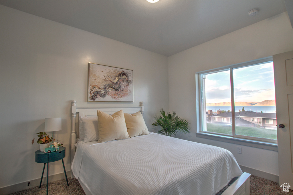 Bedroom featuring baseboards and carpet