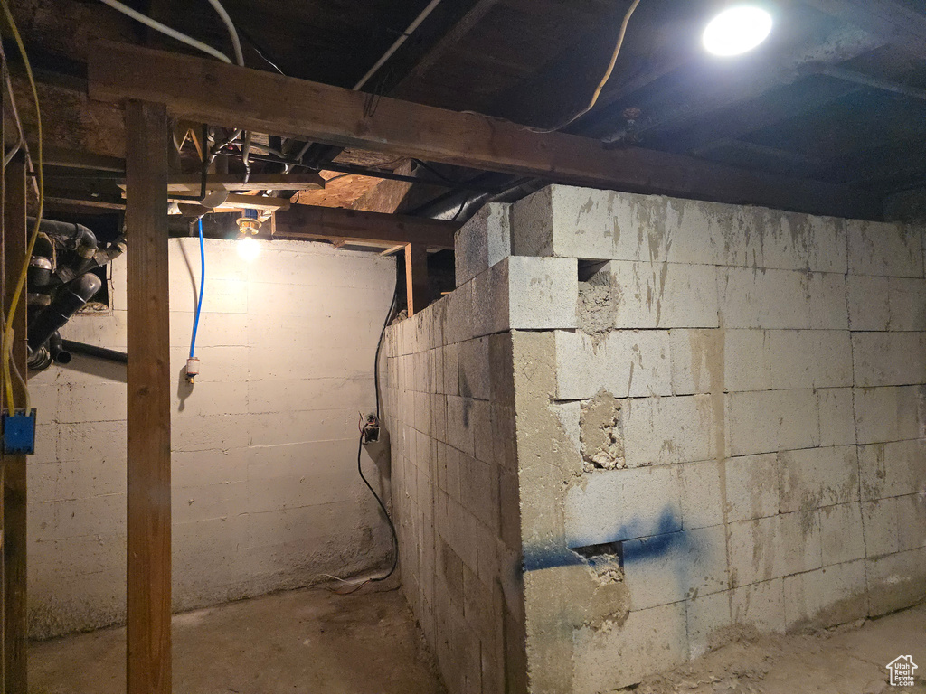 View of unfinished basement
