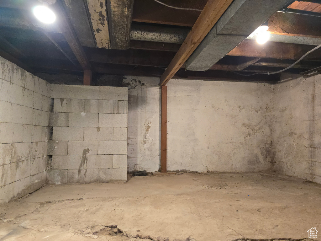 View of unfinished basement