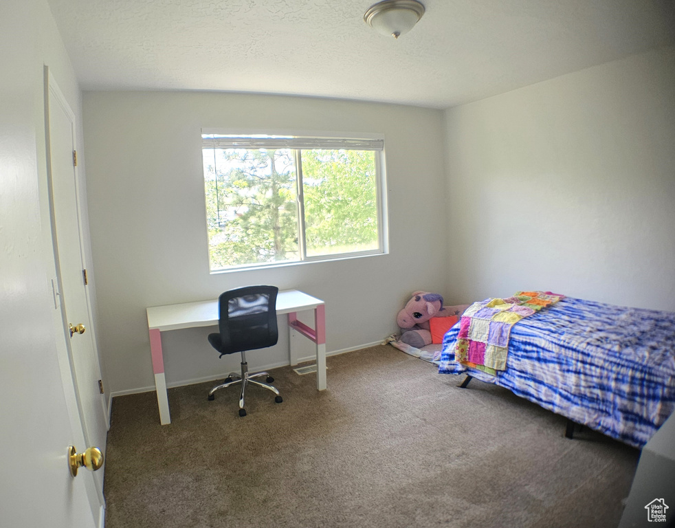 Carpeted bedroom with baseboards