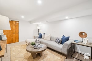 Living area featuring recessed lighting