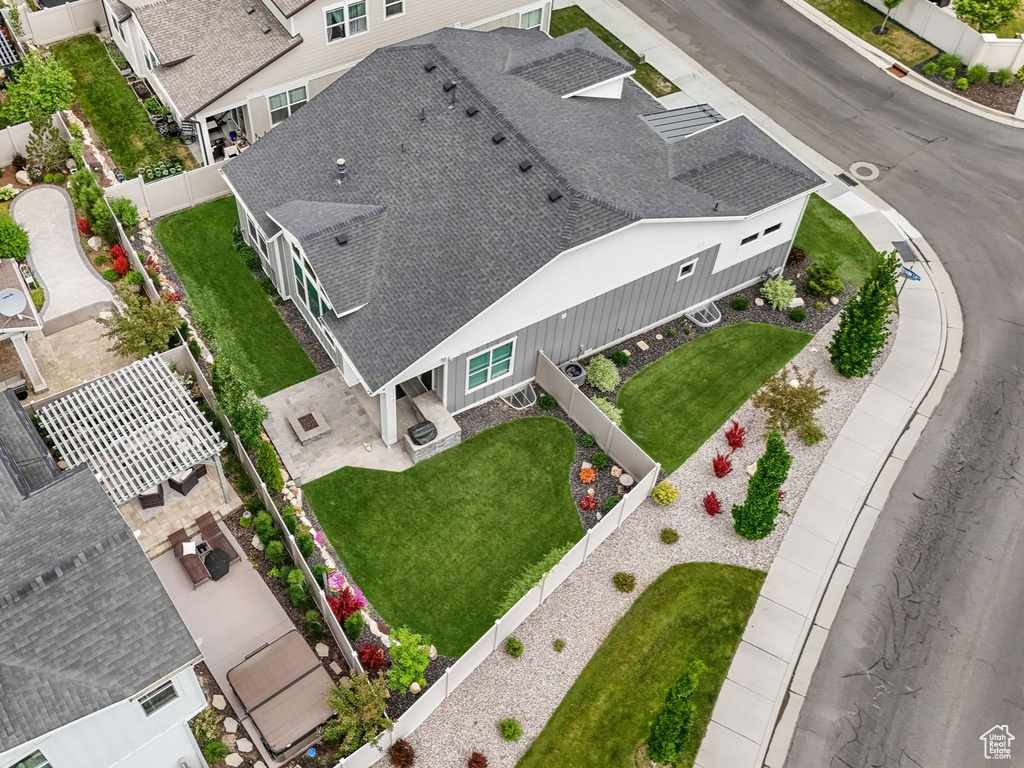 Aerial perspective of suburban area