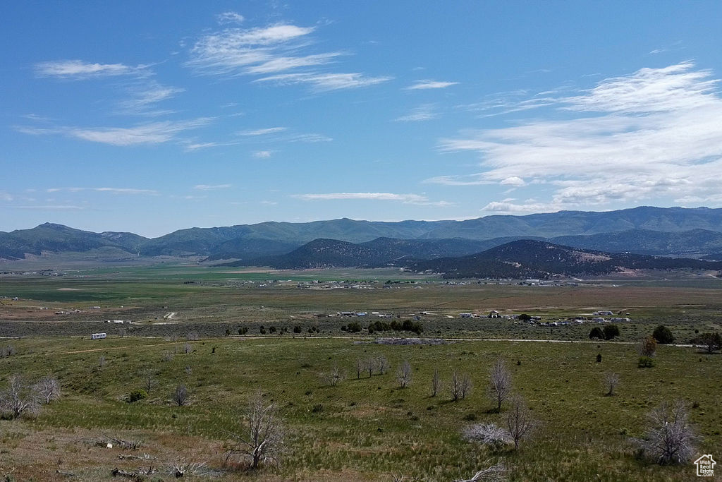View of mountain background with rural landscape
