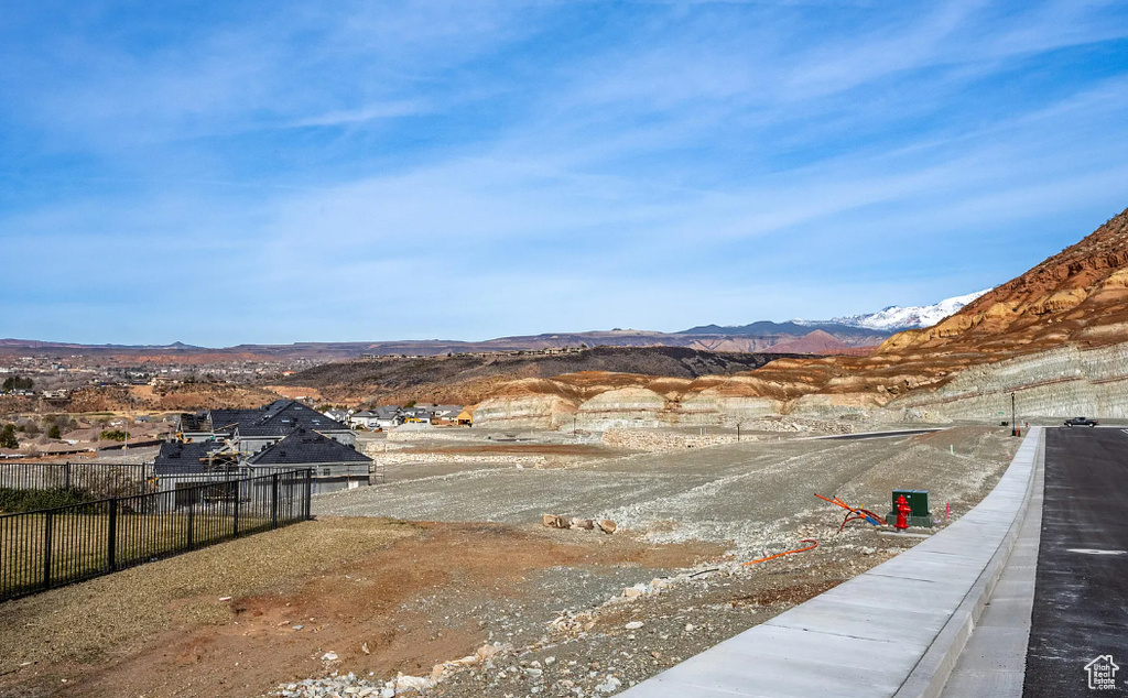 View of yard with a mountain view
