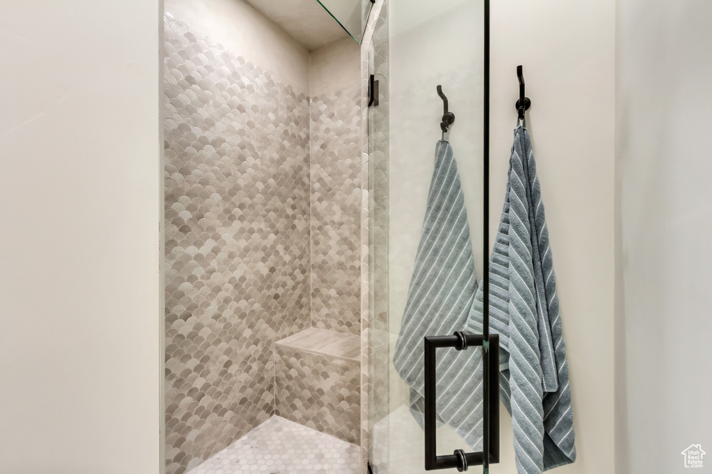 Bathroom with a tile shower