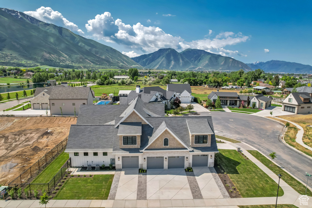 View of mountain backdrop with nearby suburban area