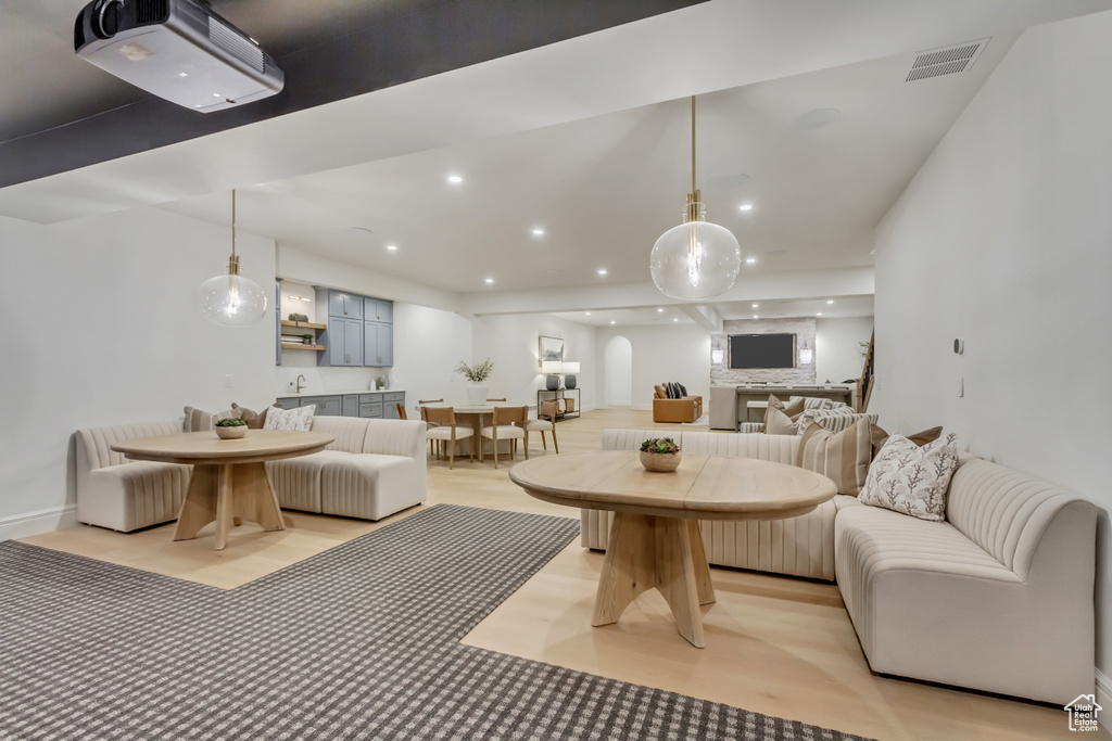 Living area with recessed lighting