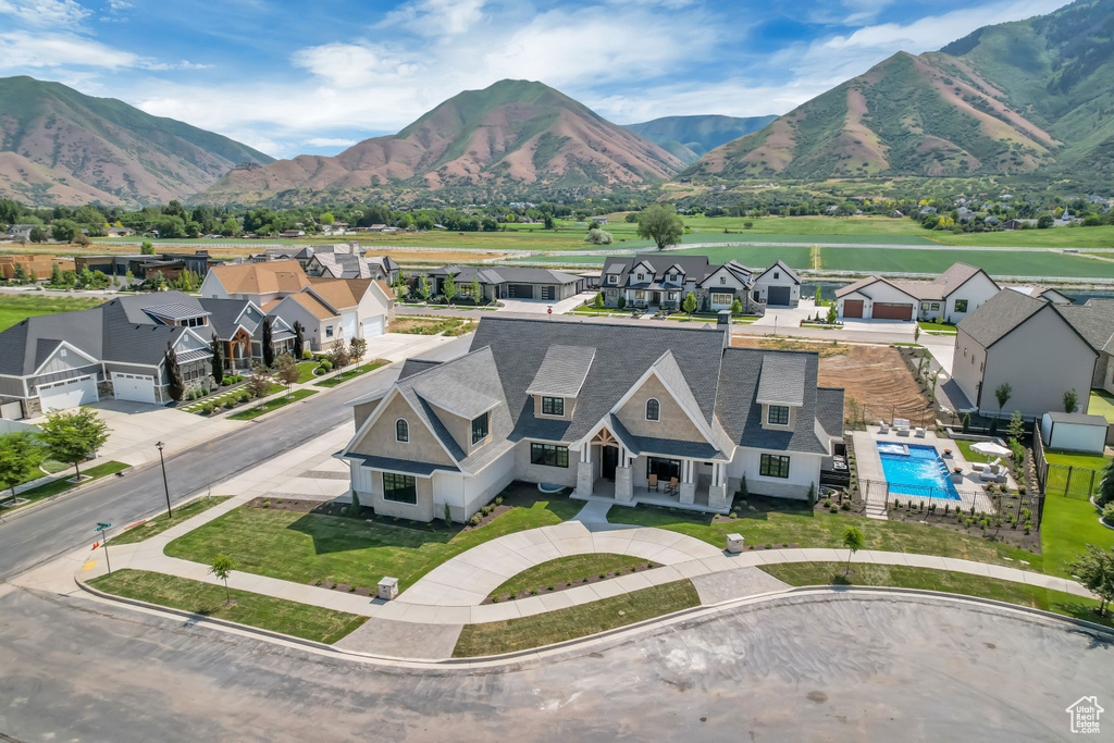 Mountain view featuring nearby suburban area