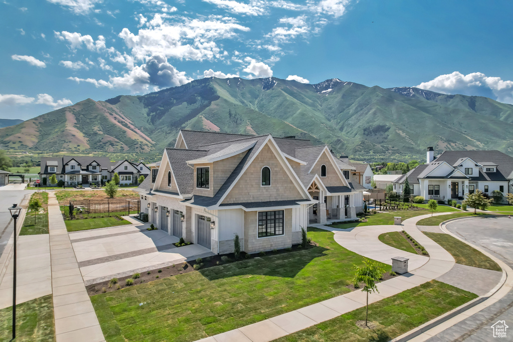 View of mountain backdrop with nearby suburban area