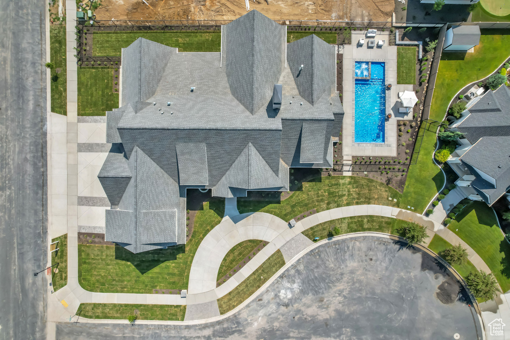 Aerial view of a pool