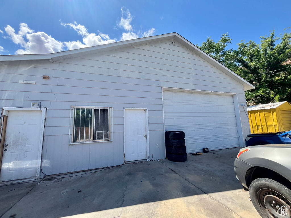 View of home\'s exterior featuring a garage