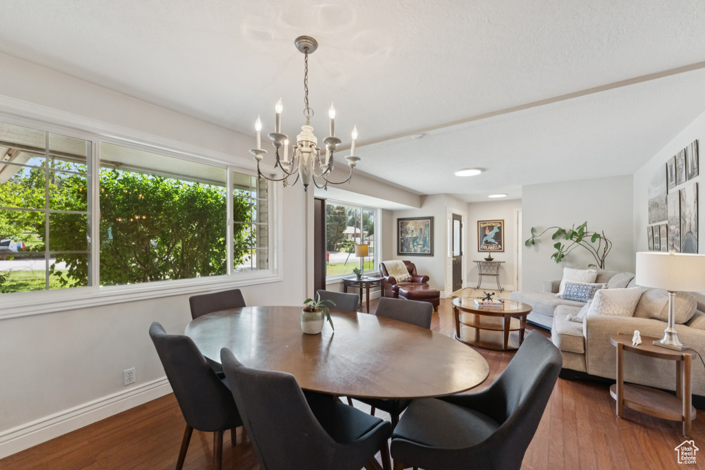 Dining room featuring a chandelier and wood finished floors
