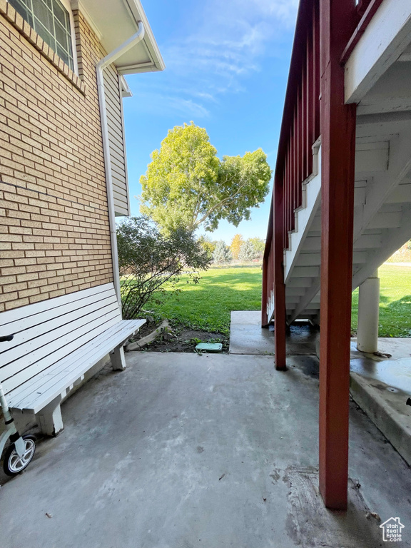 View of patio / terrace featuring stairway