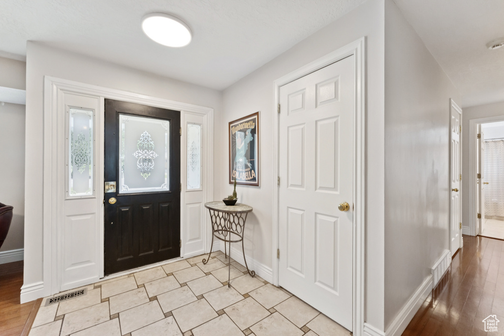 Entryway featuring light wood-style flooring