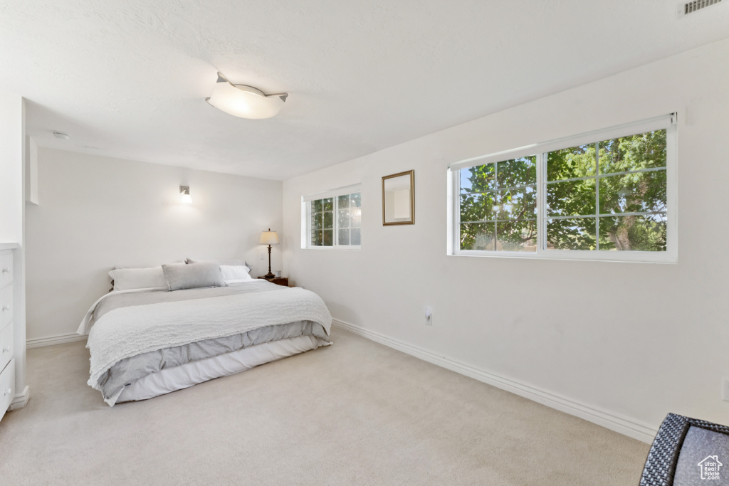 Bedroom with carpet and baseboards