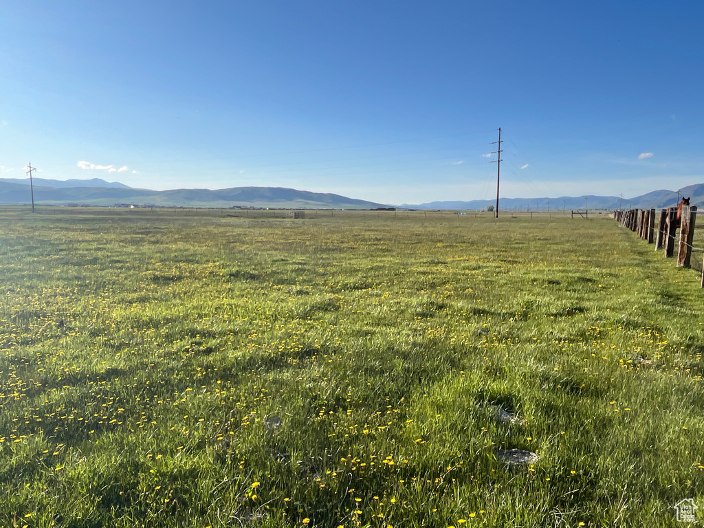View of mountain background featuring rural landscape