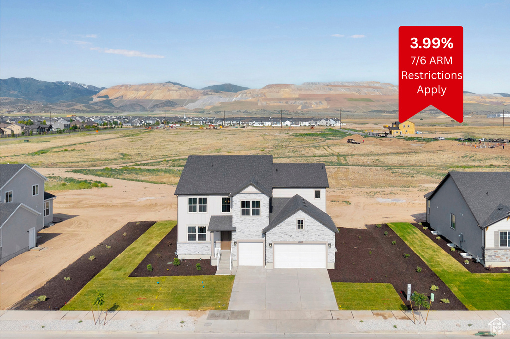 View from above of property with mountains