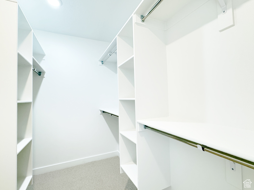Walk in closet featuring carpet flooring