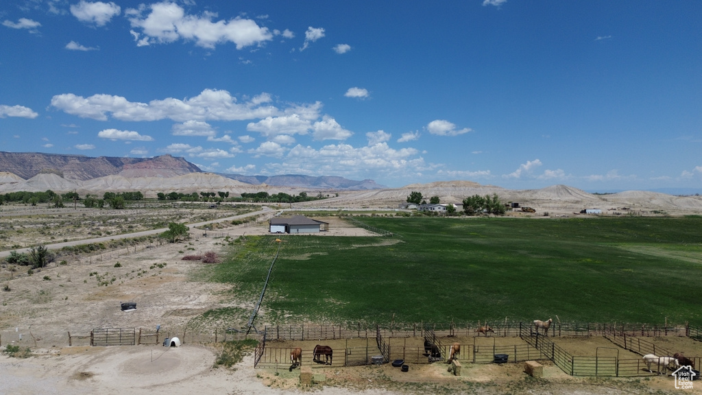 Mountain view with rural landscape