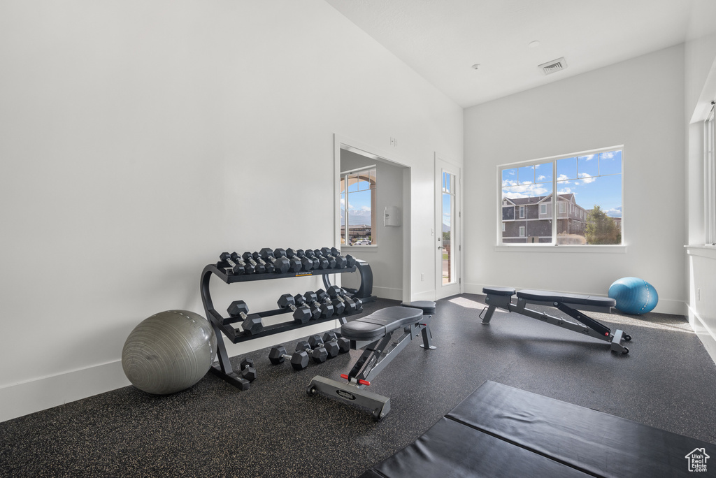 Workout room with baseboards