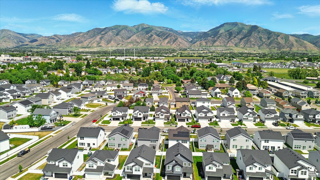 Aerial view of a mountain backdrop